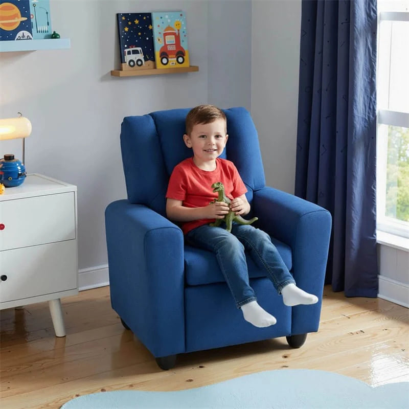 Kids Recliner Chair with Cup Holder & Side Pocket, Adjustable Toddler Lounge Sofa, Ergonomic Children Armchairs for Boys Girls Age 3+, 150lbs