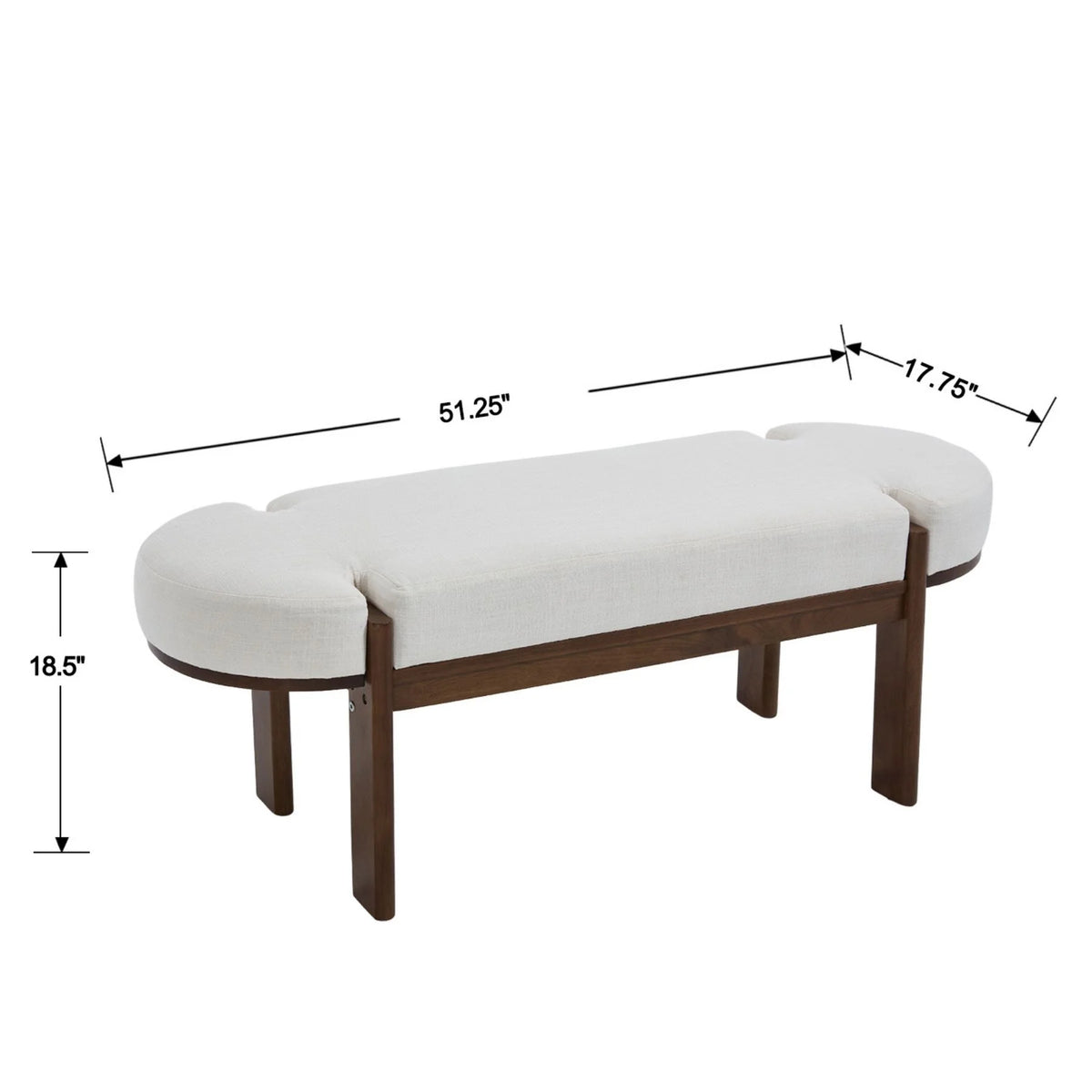 Dayalane 51" Modern Upholstered Bedroom Bench, Linen End of Bed Bench with Wooden Legs for Living Room, Entryway, Hallway Footrest, Beige