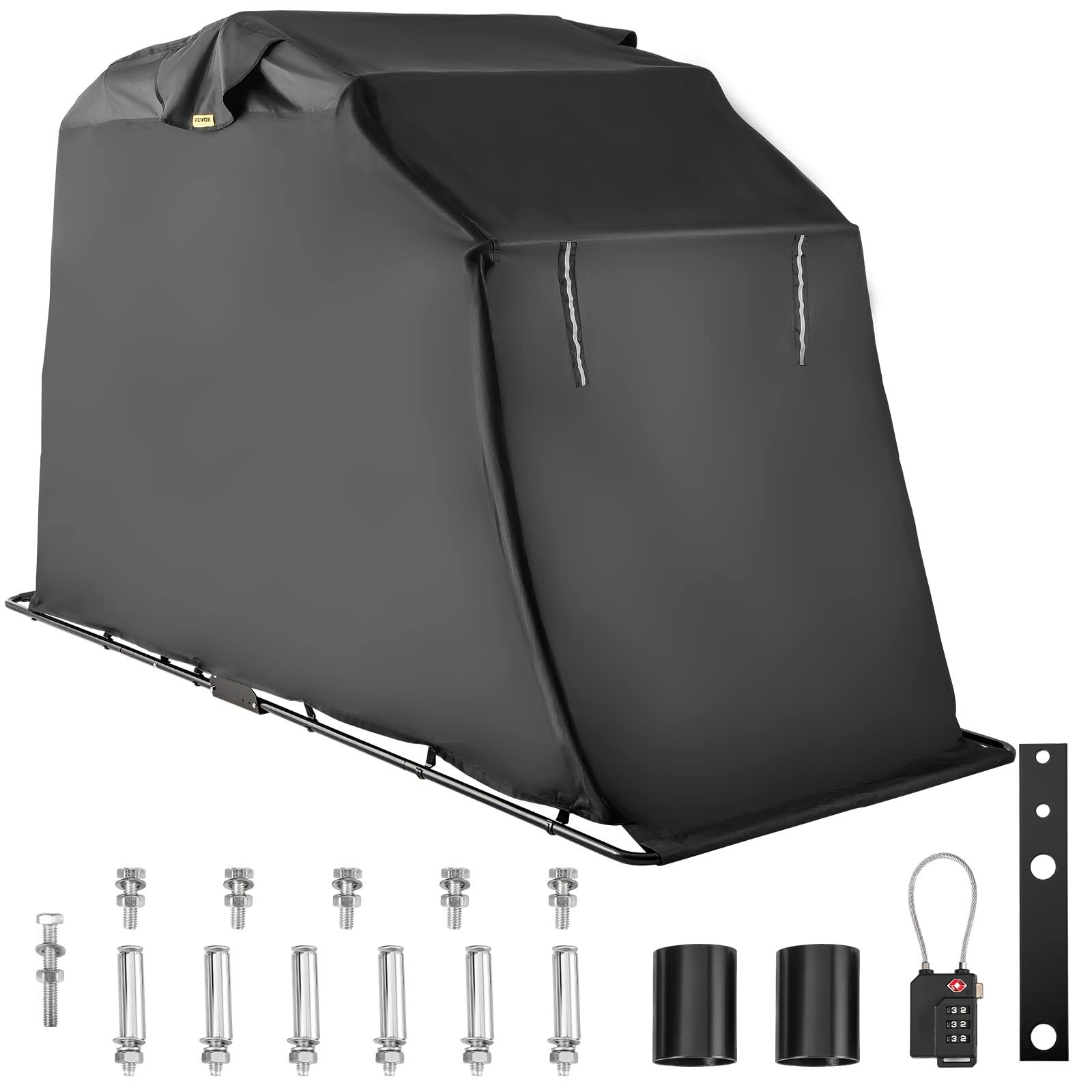 VEVOR Motorcycle Shelter, Waterproof Motorcycle Cover, Heavy Duty Motorcycle Shelter Shed, 600D Oxford Motorbike Shed Anti-UV, 133.9"x53.9"x76.8"