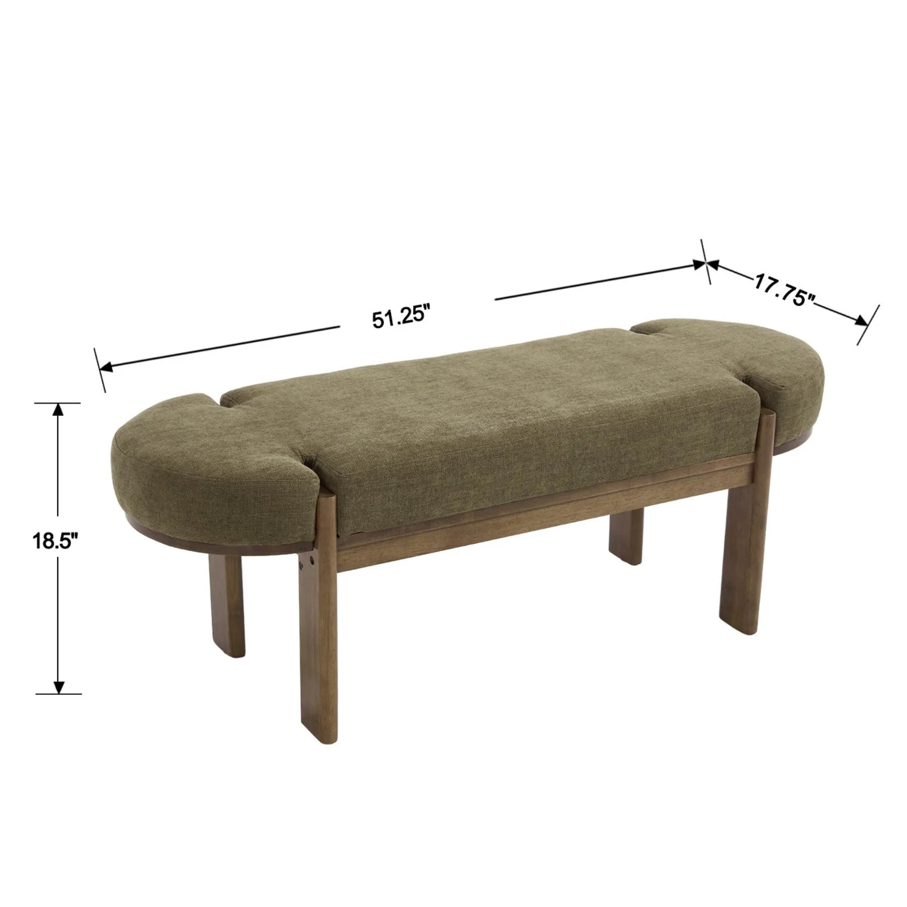Dayalane 51" Modern Upholstered Bedroom Bench, Linen End of Bed Bench with Wooden Legs for Living Room, Entryway, Hallway Footrest, Beige